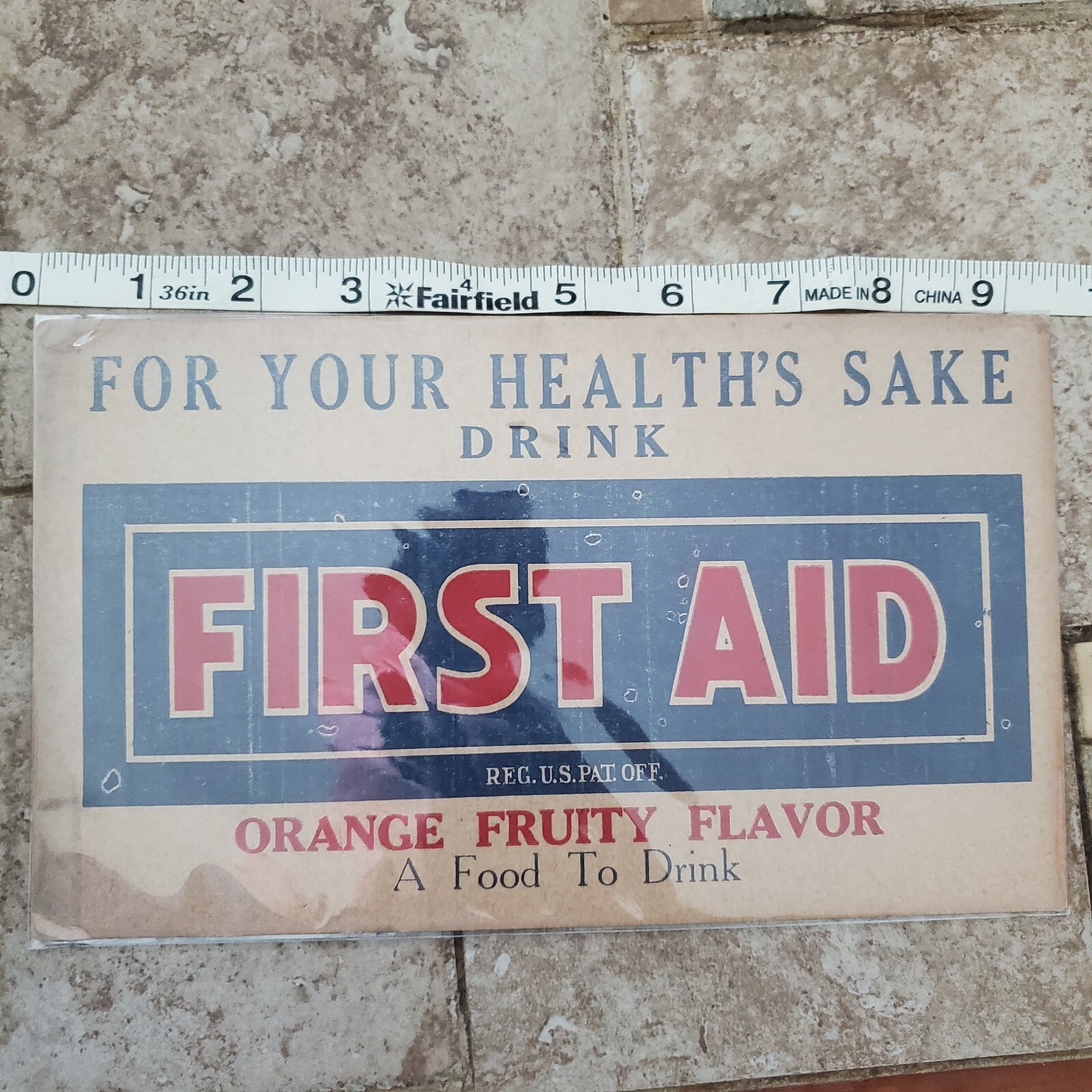 Antique 1920's First Aid Orange Drink Beverage Quack Advertising