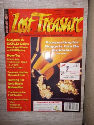 Lost Treasure Magazine August 2001 Hunters Guide Metal Detector Gold Nuggets