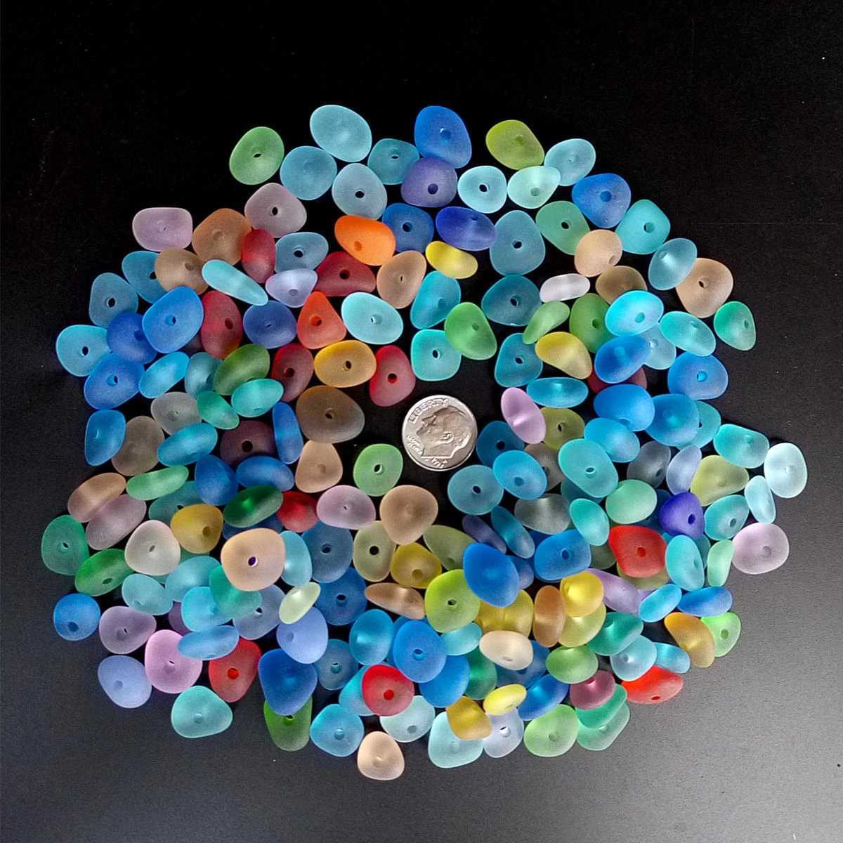 10 Pieces 2mm Big Holes Center Drilled Beach Sea Glass Beads For Jewelry  Making