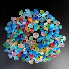 10 Pieces 2mm Big Holes Center Drilled Beach Sea Glass Beads For Jewelry Making 