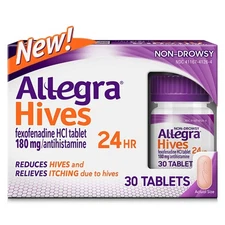 Allegra Hives Antihistamine 24-Hour Tablets, 180 mg, 30Count EXP 4/2026