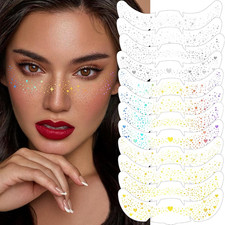 12Pcs Face Glitter Freckles, Face Glitter Fake Freckles Sticker, Gold Sliver Hol