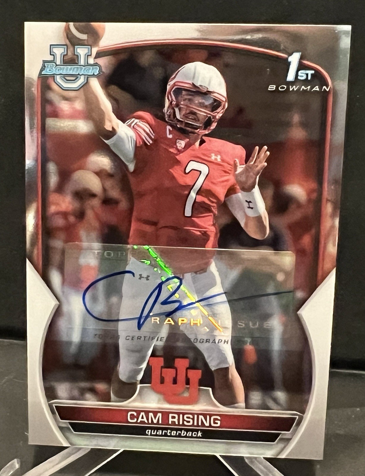 2022 Bowman Chrome University Autograph  #76 Cam Rising  1st Bowman Utah Utes