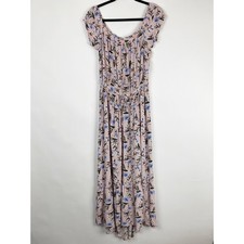 American Eagle Floral Tiered Maxi Dress Women Large Pink Blue Boho