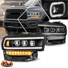 For 19-24 Ram 2500-5500 Full LED DRL Projector Headlights w/Start up Animation