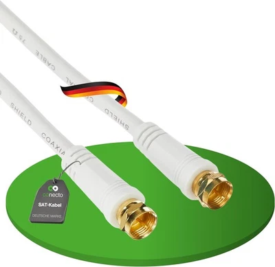 CONECTO SAT Kabel F-Stecker Antennenkabel Satelliten Anschluss Koaxial Kabel 4K UHD weiß