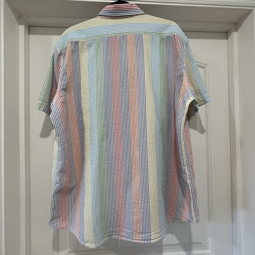Cremieux Short Sleeve Seersucker Button Shirt Multicolor Stripes Cotton Mens XL - Picture 3 of 13