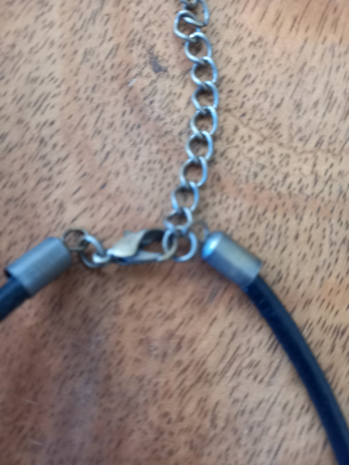 Solid Brass Black Resin Statement Necklace  Leath… - image 9