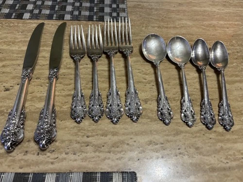 2 Sets of 5 Place Settings Wallace Grande Baroque Sterling.  10 pieces