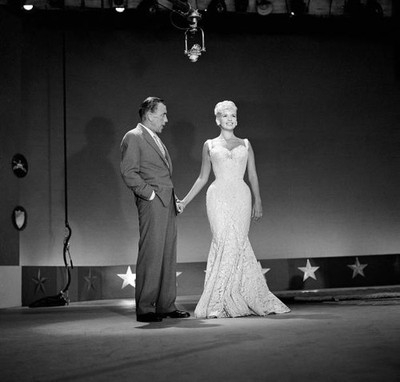 Jayne Mansfield appears with Ed Sullivan on The Ed Sullivan Show o- Old Photo 1
