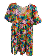 New Easel Womens Floral Dress Tropical Puff S...