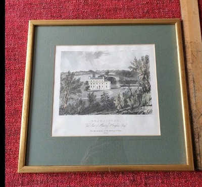 Antique Hand Coloured Steel Engraving Print-bradbourne House Kent 1838