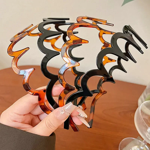 Mode Welle Stirnbänder für Frauen Einfarbig Gezahnt Rutschfest Haarbänder Mädchen - Bild 13 von 20