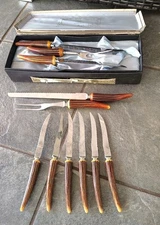 Vtg Sheffield Stainless Steel Blades England Carving Set Steak Knives Lot Of 11