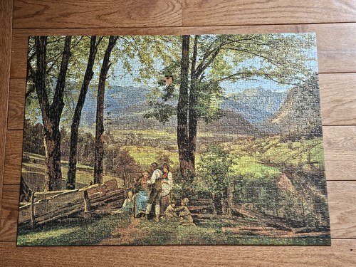 RARE 1982 Ravensburger "ON THE EDGE OF THE WOOD” 1000 Pc Puzzle 100% COMPLETE - Afbeelding 2 van 6