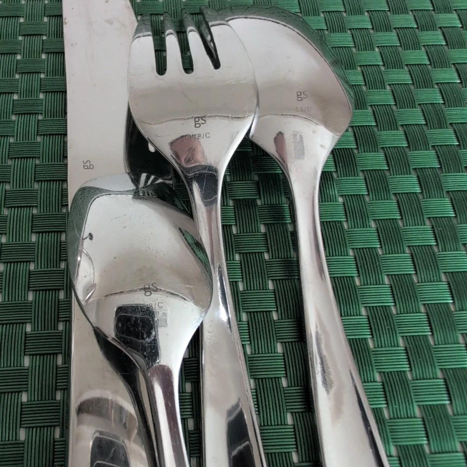 美食设置 GS 不锈钢餐具 光面 21 件 批量 18/0 弯曲手柄 — 第 4/4 张图片