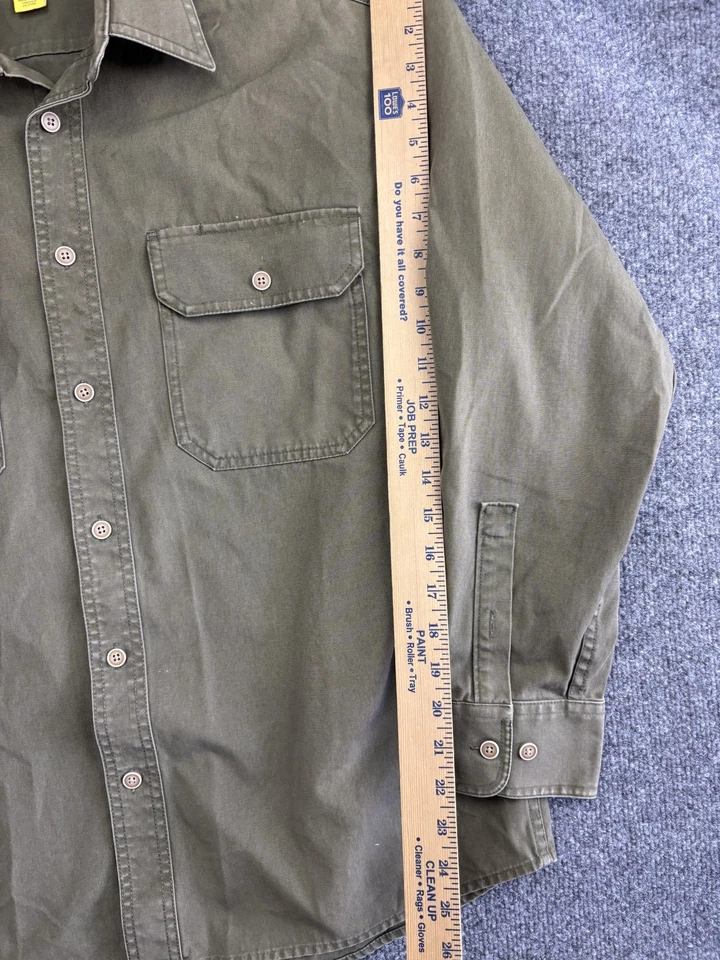 Cabela's Shirt Mens Medium Olive Green Cotton Twill Button Front Utility Field - Image 4 of 4