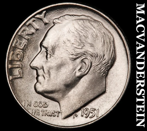1951 Roosevelt Dime- Silver- Choice Gem Brilliant Uncirculated Luster #J3331