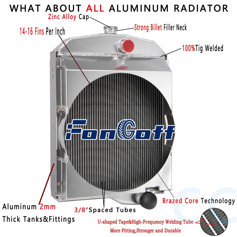 Radiador de tractor de 3 filas para Oliver 1550 1555 1600 1655 1650 #163273A, 163342AS Foto 2 de 4
