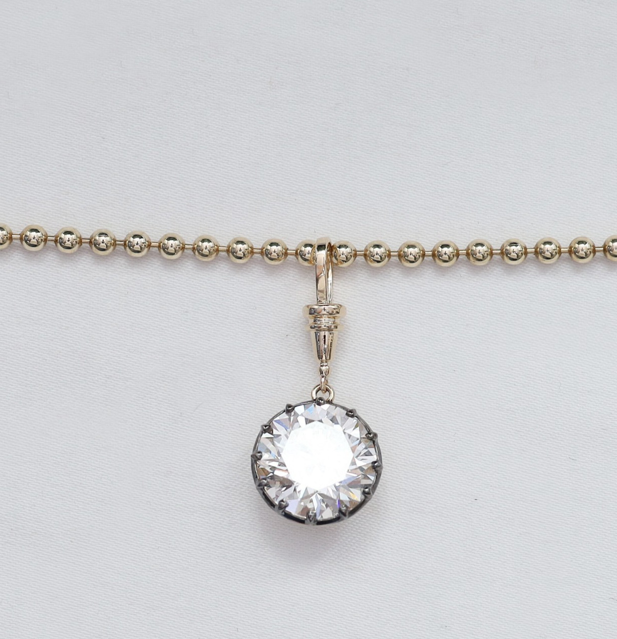 5 Ct Round Cut Diamond Solitaire Necklace 14K Yellow Gold Lab Grown