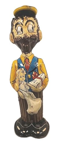 Vintage 1930's Marx Wind Up Tin Toy B.O. Plenty with Baby Sparkle