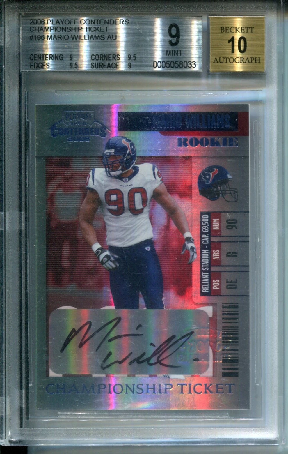 Mario Williams Playoff Contenders Championship Ticket #196 Championship Ticket-Auto.