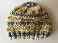 Hand knitted Baby Hat Mustard Mix 3-6 months