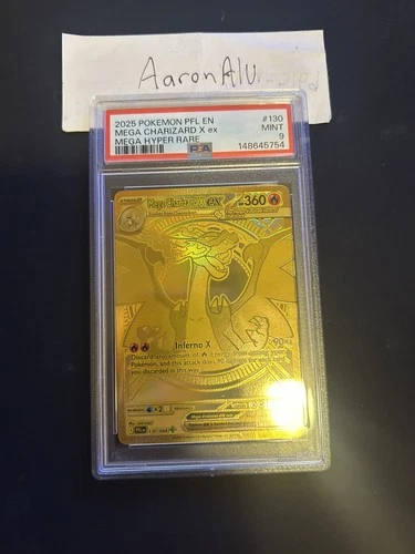 PSA 9 MINT Pokemon Mega Charizard X ex Gold 130/094 Phantasmal Flames English