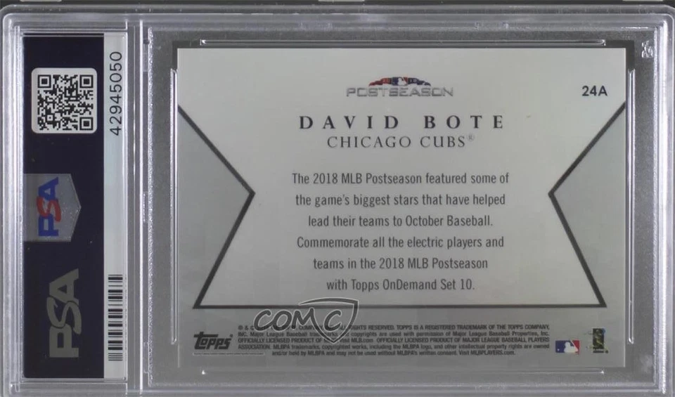 2018 Topps On Demand MLB Postseason Silver David Bote PSA 10 GEM MT Rookie RC - Image 2 of 2