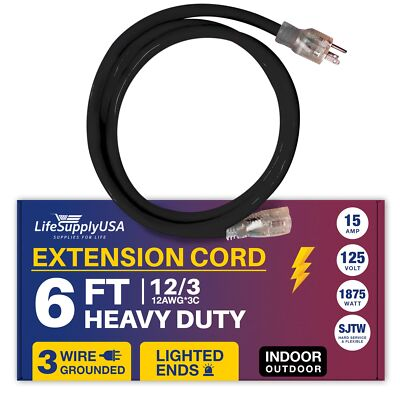 #ad 6ft Power Outdoor Extension Cord amp; Indoor Waterproof Electric Drop Cord Cable $13.99