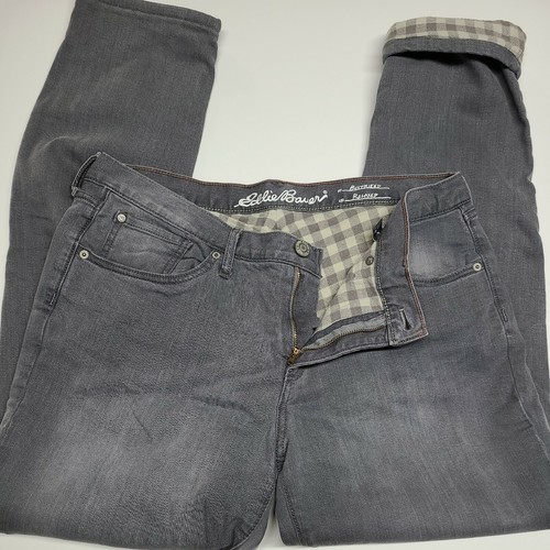 Eddie Bauer Flannel Lined Jeans Women's Size 10 Relaxed Boyfriend Gray - Picture 2 of 12