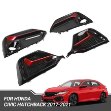 Front & Rear Bumper Fog Light Garnish Covers For 2017-2021 Honda Civic Hatchback