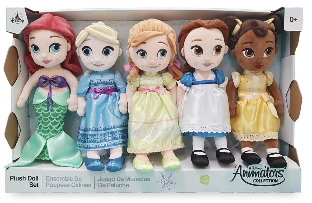 Disney Animators' Collection 12” Plush Doll Gift Set Ariel Elsa Anna Belle  Tiana