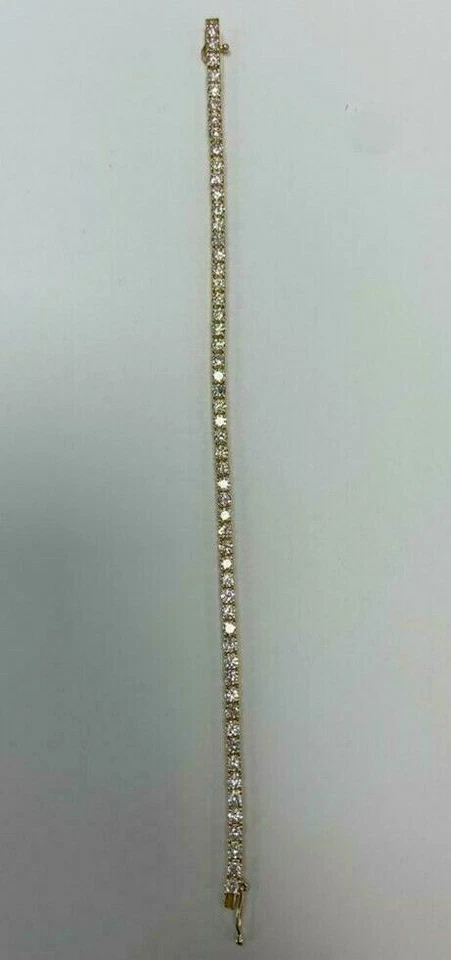 Brazalete de tenis de diamantes redondo creado en laboratorio de oro amarillo de 14 K de 5,4 quilates para mujer 7,5 Foto 3 de 4