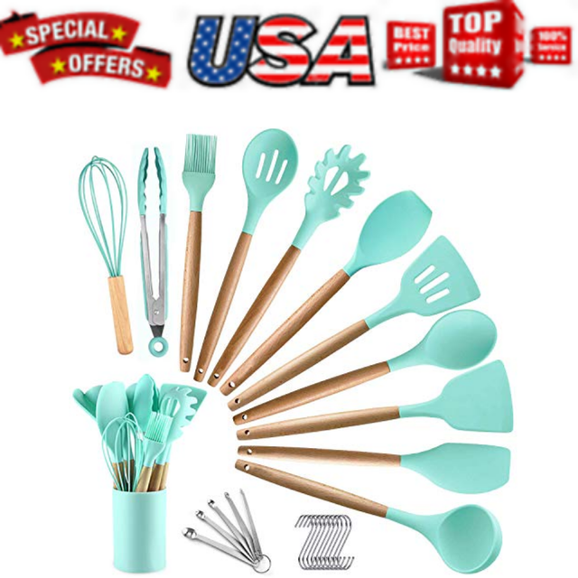 wooden kitchen cooking set