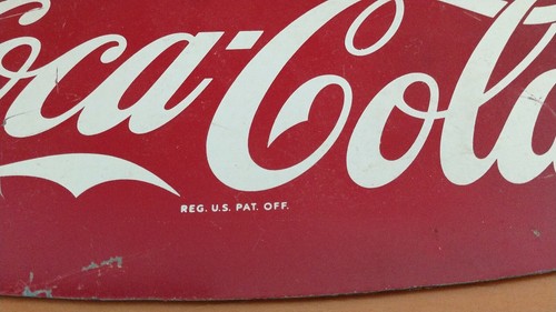 Vintage c.1960 Coca Cola Fishtail Soda Pop Gas Station Metal Sign Coke SALE! - Picture 11 of 12