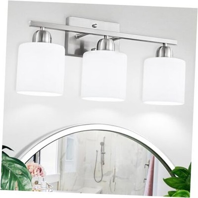 3-Light Vanity Light, Brushed Nickel Vanity Light with Milky White Frosted 