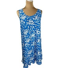 Draper James Nightgown Sleep Shirt Blue White Floral Sleeveless Size S Small