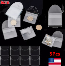 5 Pack Transparent Single Pocket Coin Sleeves Collectors Coin Holder Sleeves US