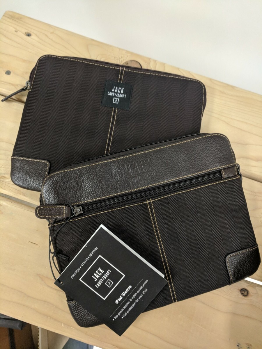 Black Jack by Jill-E iPad Sleeve; Leather Nylon; Green Plaid