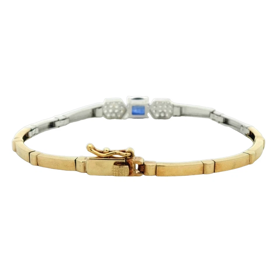 Sapphire & Cubic Zirconia Bracelet In 18K Two-Tone Gold - Image 2 of 4
