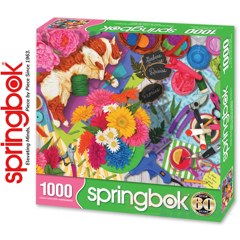 FLOWER SHOP FELINE 1000 piece SPRINGBOK Jigsaw Puzzle Random Cut Super Deluxe - Image 3 of 4