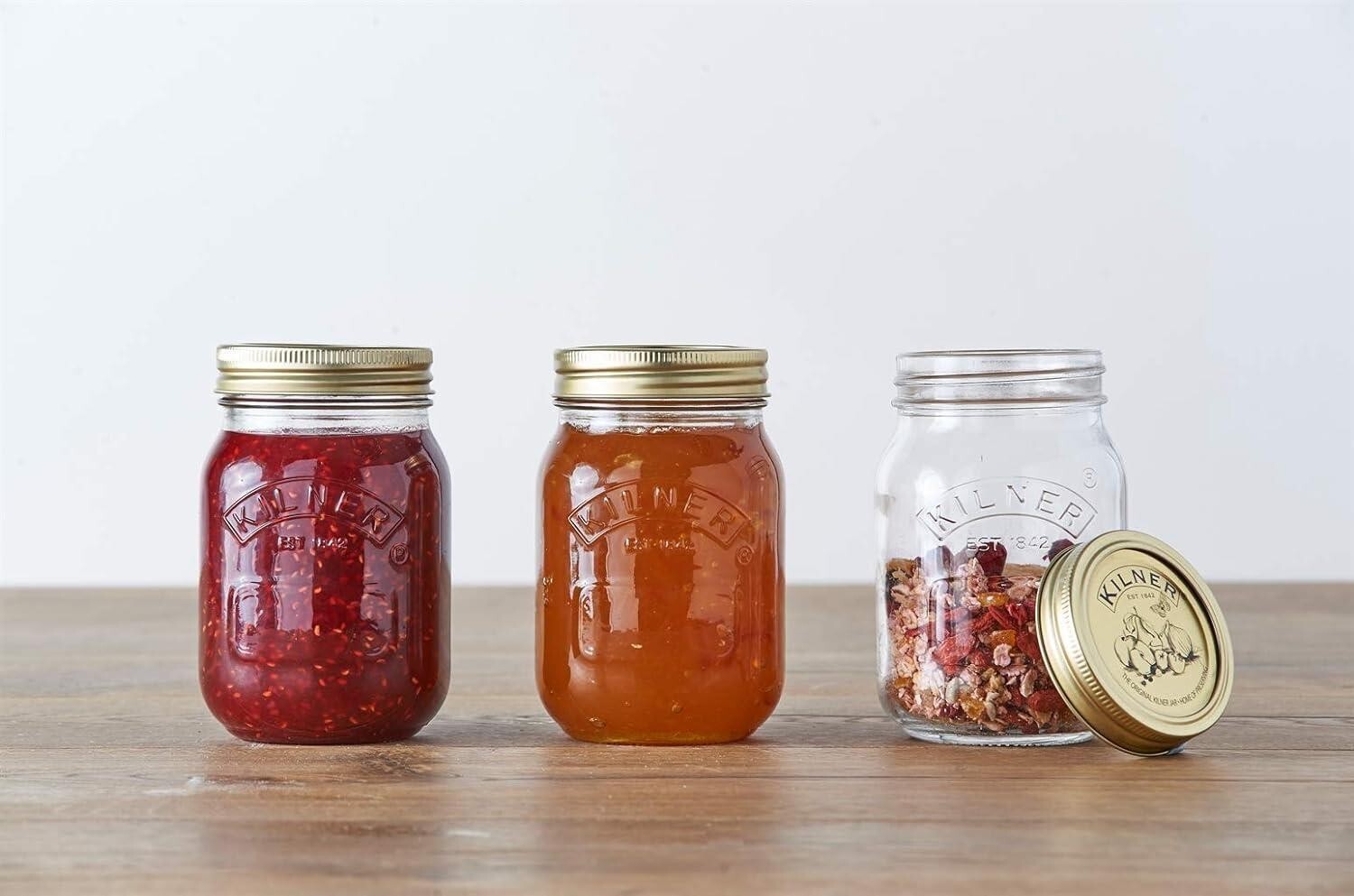 4 Kilner Preserve Jar Storage Food Display Health Smoothie Drink 0.5L Pickles