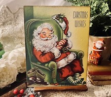 RETRO Santa, CHRISTMAS WISHES, Tired Santa, Handcrafted Plaque / Sign
