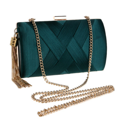 Women Evening Bags Metal Tassel Clutch Bag With Chain