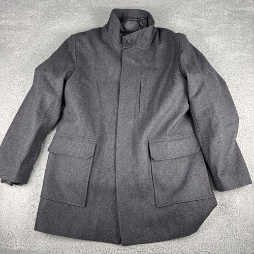 Cole Haan Allwetter Auto Parka Mantel Herren Large anthrazit Fleece Knopf Reißverschluss - Bild 1 von 16