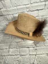 Vintage RESISTOL Suede Felt Self-Conforming Western Cowboy Hat W/feather
