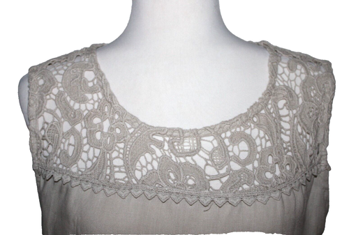 Marina Gigle Italy 100% Linen Cotton Crochet Pale Beige Large - Picture 6 of 13