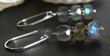 Natural Faceted Labradorite Rondelle  .925 Sterling Earrings Sundance Artisan