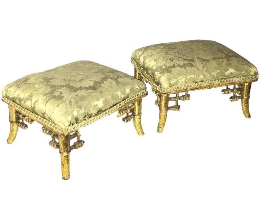 Faux bamboo ottoman deals